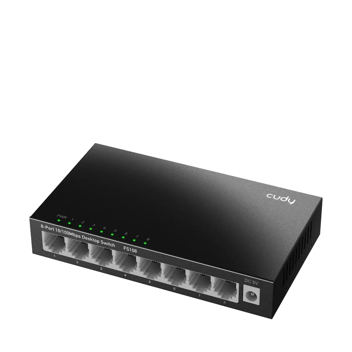 Суич Cudy FS108, 8-портов 10/100 Mbps RJ 45, Метален корпус, Черен - image 1