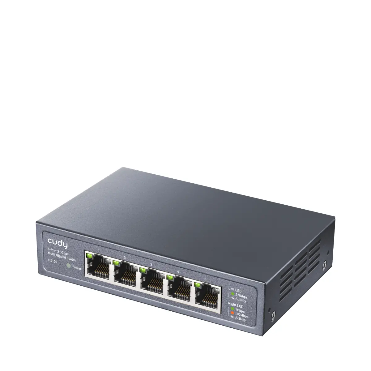 Суич Cudy HS105, 5x2.5G портов Gigabit Ethernet (RJ45), Метален корпус - image 1