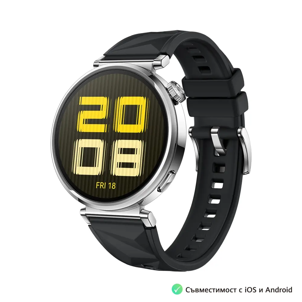 Часовник, Huawei Watch GT5 Jana-B19F, 1.32", Amoled 466x466 PPI 352, , BT5.2 BLE/BR/EDR, 5ATM, 524mAh, Screenshot sharing, support message input, message notifications, Battery life up to 7 days, Compatible with iOS and Android devices, Black Fluoroelastomer