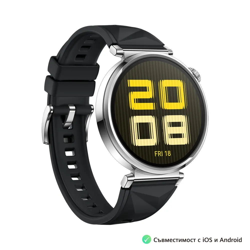 Часовник, Huawei Watch GT5 Jana-B19F, 1.32", Amoled 466x466 PPI 352, , BT5.2 BLE/BR/EDR, 5ATM, 524mAh, Screenshot sharing, support message input, message notifications, Battery life up to 7 days, Compatible with iOS and Android devices, Black Fluoroelastomer - image 1