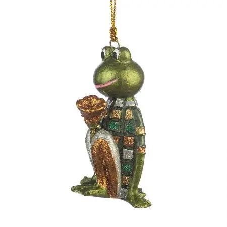 Коледна играчка - жаба с цвете - image 1