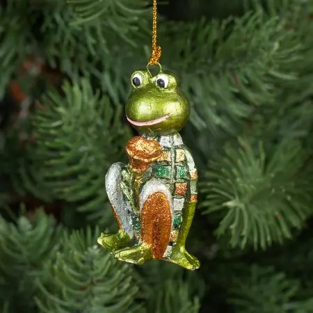 Коледна играчка - жаба с цвете - image 3