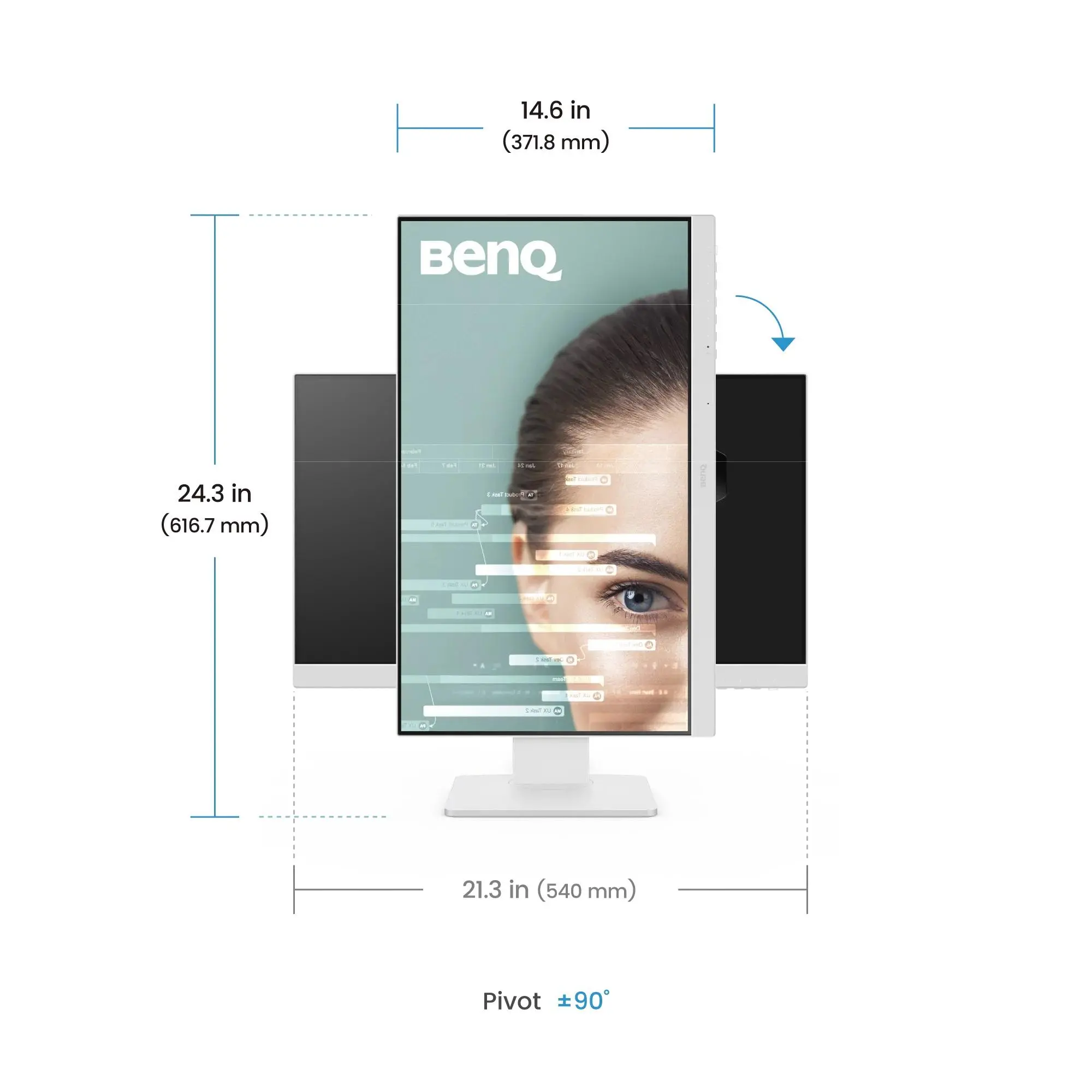 Οθόνη, BenQ GW2486TC 24" IPS, FHD, 100Hz, 1920x1080, USB-C 65W, DP1.2x1, HDMI1.4x1, DP out, ηχεία 2Wx2, βάση ρυθμιζόμενου ύψους, coding mode - image 7