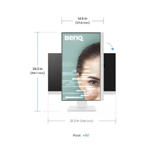 Monitor, BenQ GW2486TC 24" IPS, FHD, 100Hz, 1920x1080, USB-C 65W, DP1.2x1, HDMI1.4x1, DP out, difuzoare 2Wx2, suport cu înălțime reglabilă, coding - image 9