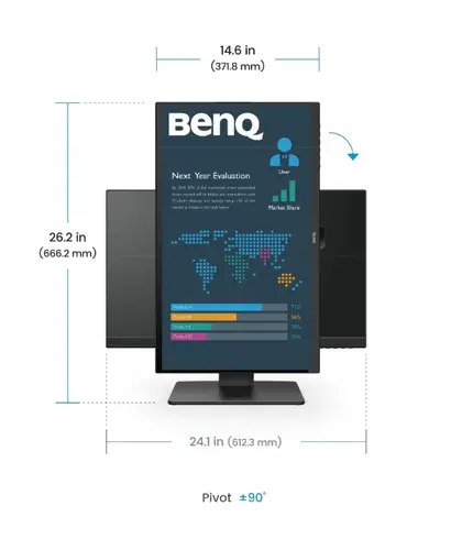 Монитор, BenQ BL2786TC, 27" IPS, 1920x1080 FHD, AG, 100Hz, 5ms, 99% sRGB, B.I. Gen2, LBL, ePaper, Eye-CareU, Daisy Chain, Ergo Design, Coding mode, USB-C (DP alt. PD 65W), DP1.2, HDMI1.4, DP out (MST), Speaker 2Wx2, Height Adj. 130mm, VESA 100 - image 5