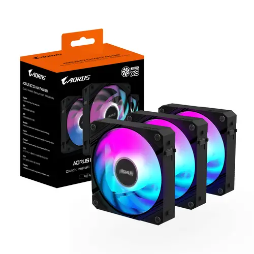 Комплект вентилатори GIGABYTE AORUS EZ CHAIN 120 Black 3-Pack ARGB - image 6