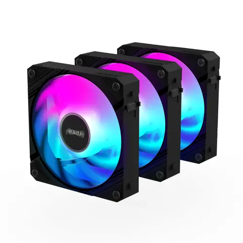Set ventilatoare GIGABYTE AORUS EZ CHAIN 120 Black 3-Pack ARGB - 1