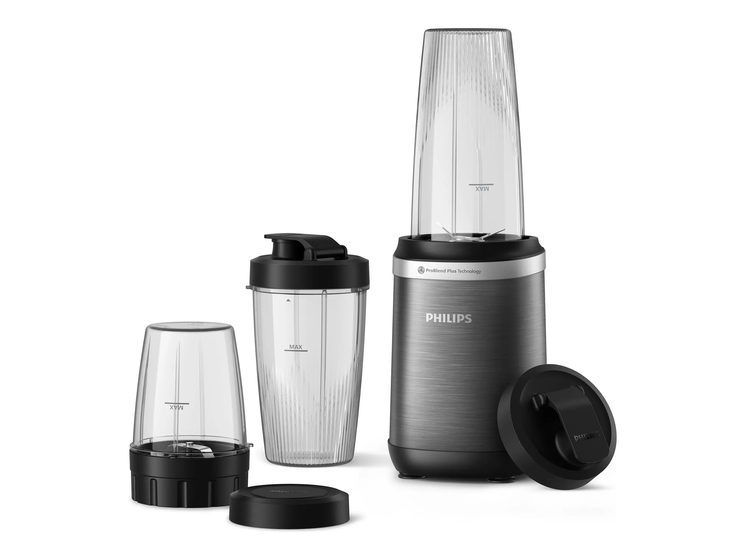 PHILIPS Μπλέντερ Series 5000 1000W ProBlend Plus 3 ποτήρια 300ml 500ml και 700ml χρώμα γραφίτη