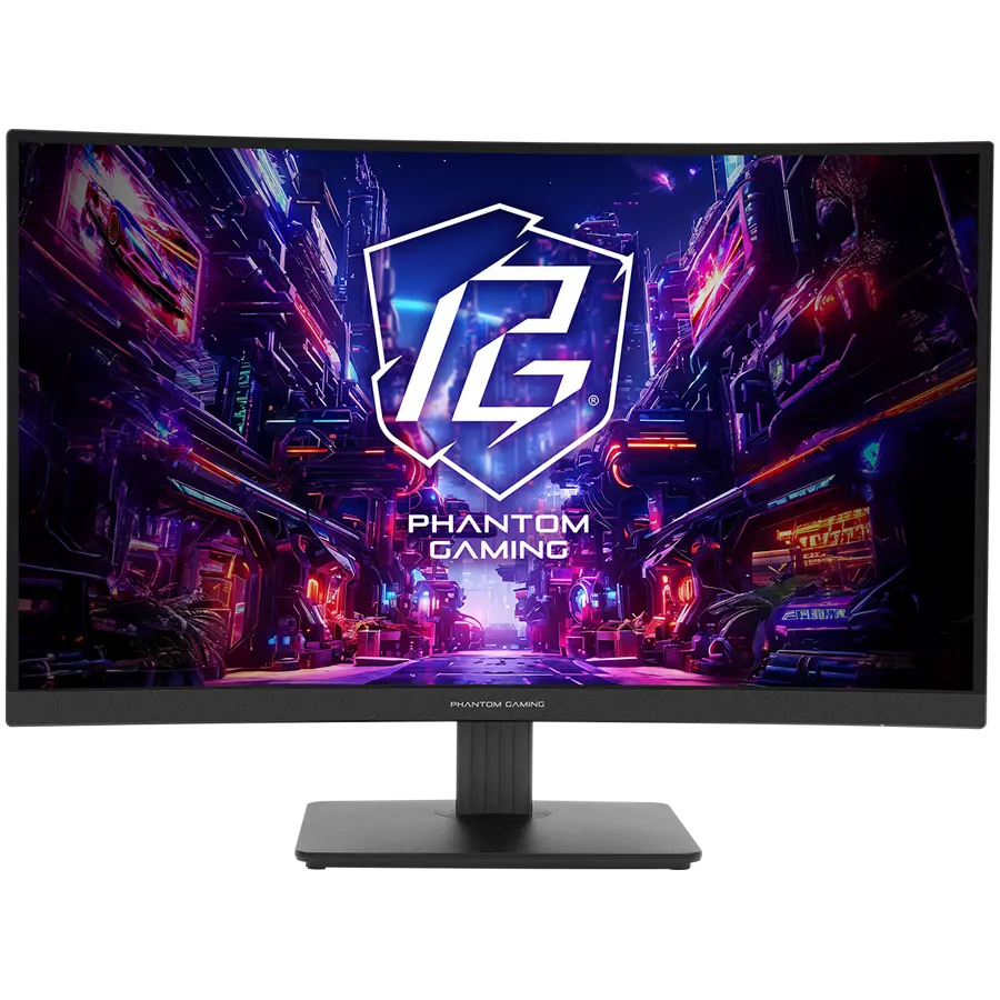 Asrock Curved Gaming Monitor, 27" QHD(2560x1440) VA, Anti-Glare, 180 Hz, 132% sRGB, 5000:1, 16:9, 300 cd/m², 178º/178º, 1ms (MPRT), AMD FreeSync, Flicker-free, Tilt, VESA, 2x 2W Speakers, 2x HDMI 2.0, 1x DP 1.4, 1x Audio Jack (3.5mm), 3Y