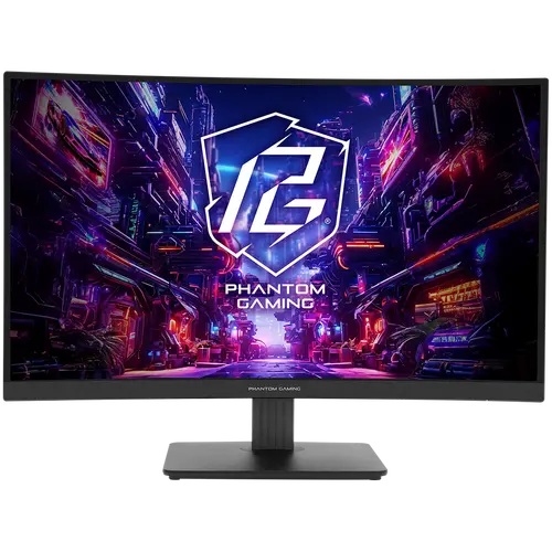 Asrock Curved Gaming Monitor, 27" QHD(2560x1440) VA, Anti-Glare, 180 Hz, 132% sRGB, 5000:1, 16:9, 300 cd/m², 178º/178º, 1ms (MPRT), AMD FreeSync, Flicker-free, Tilt, VESA, 2x 2W Speakers, 2x HDMI 2.0, 1x DP 1.4, 1x Audio Jack (3.5mm), 3Y