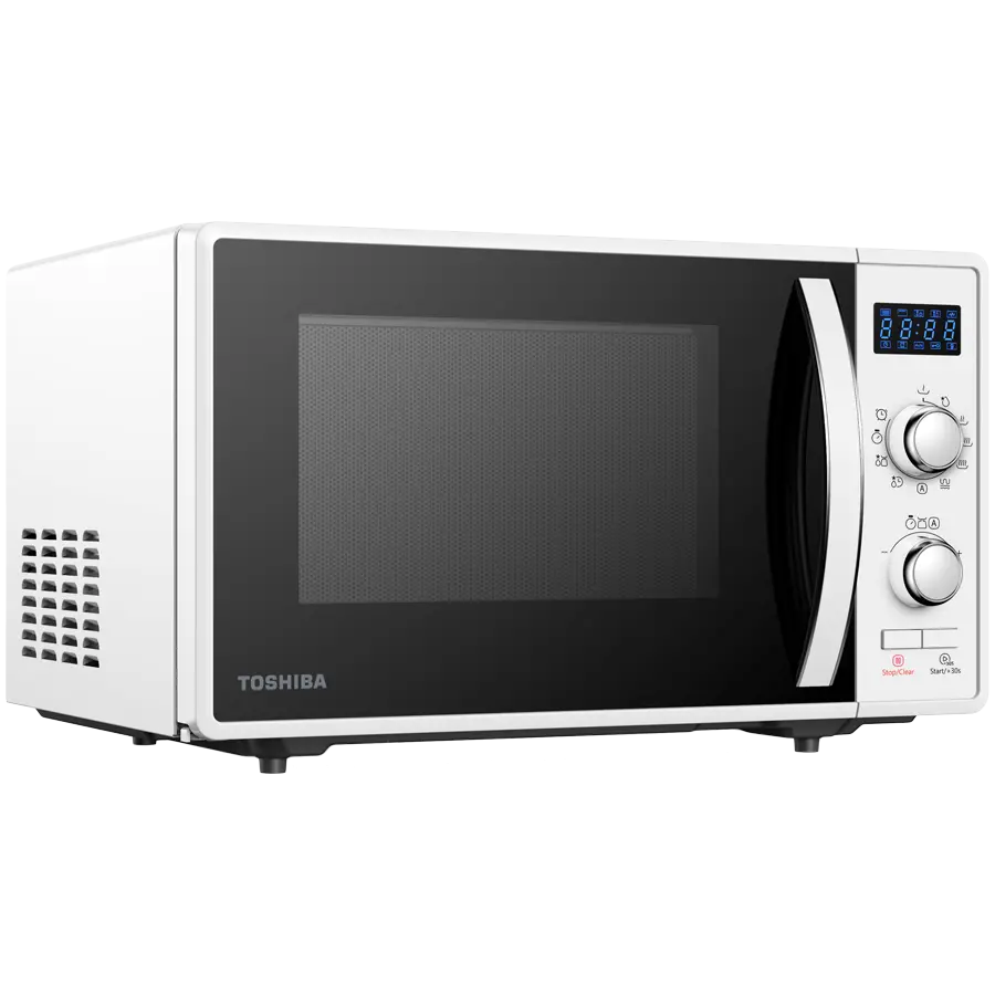 Toshiba MW2-AG23P(WH) 3-in-1 Microwave Oven with Grill and Combination Hob, 23 Litres, Rotating Plate with Storage, Timer, Built-in LED Lights, 900 W, Grill 1050 W, Pizza Programme, White Size: 485 x 403 x 296 - image 2