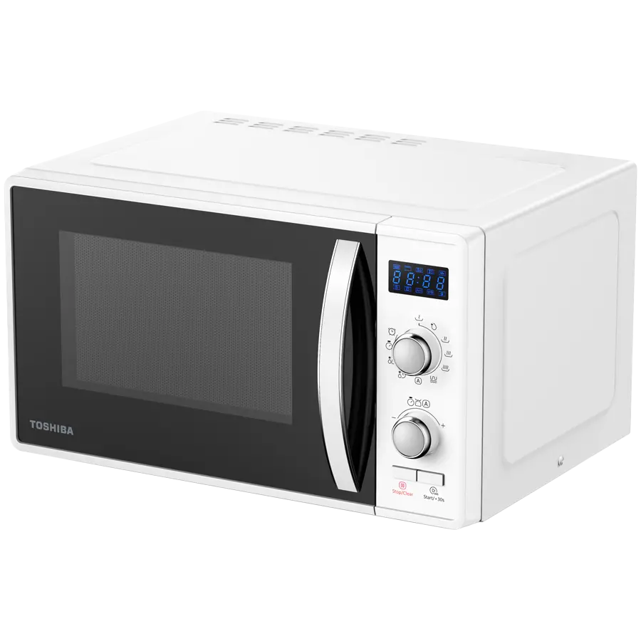 Toshiba MW2-AG23P(WH) 3-in-1 Microwave Oven with Grill and Combination Hob, 23 Litres, Rotating Plate with Storage, Timer, Built-in LED Lights, 900 W, Grill 1050 W, Pizza Programme, White Size: 485 x 403 x 296 - image 3