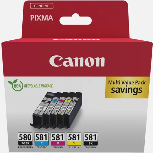 Αναλώσιμο, Canon PGI-580/CLI-581 PBK/C/M/Y Pigment + Ink Cartridge Multi Pack - 1