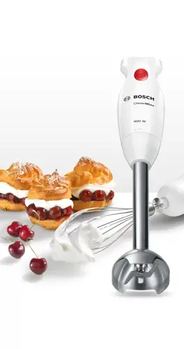 Blender vertical, Bosch MSM24500, CleverMixx, 400 W, Chopper și blender incluse, Tel din oțel inoxidabil, cană de amestecare/măsurare, Alb - 2