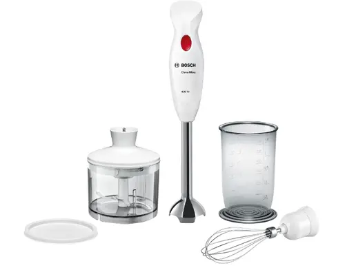Blender vertical, Bosch MSM24500, CleverMixx, 400 W, Chopper și blender incluse, Tel din oțel inoxidabil, cană de amestecare/măsurare, Alb - 1