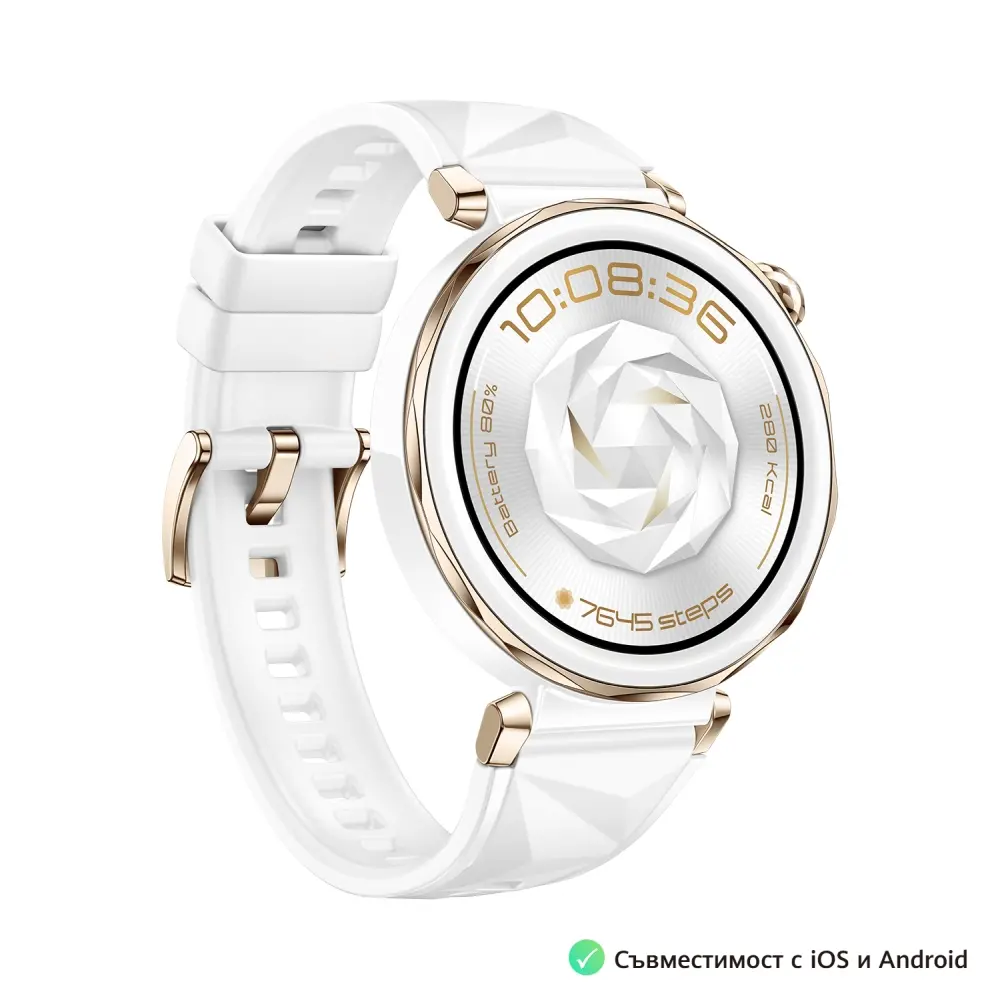 Часовник, Huawei Watch GT5 Pro Jana-B29F, 1.32" Amoled 466x466, PPI 352, BT5.2, BLE/BR/EDR, 323mAh, 40-meter free diving, HUAWEI TruSense System, ECG analysis, Battery life up to 7 days, Compatible with iOS and Android devices, White Fluoroelastomer - image 2