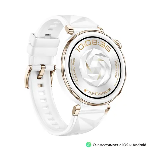 Часовник, Huawei Watch GT5 Pro Jana-B29F, 1.32" Amoled 466x466, PPI 352, BT5.2, BLE/BR/EDR, 323mAh, 40-meter free diving, HUAWEI TruSense System, ECG analysis, Battery life up to 7 days, Compatible with iOS and Android devices, White Fluoroelastomer - image 2