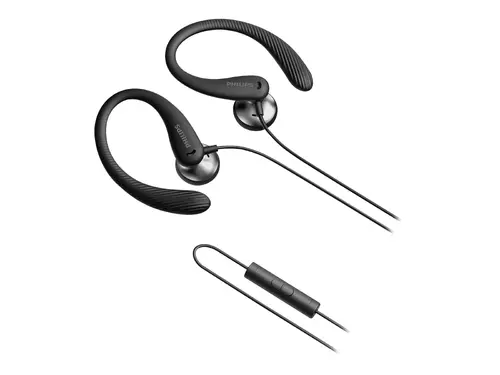 PHILIPS Спортни слушалки за поставяне в ушите с микрофон черни 15 мм мембрани отворен гръб - image 1