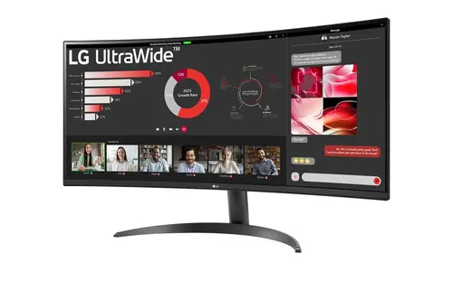 Монитор, LG 34WR50QK-B, 34" UltraWide Curved, AG, VA, 5ms, 1ms MBR, 3000:1, 300 cd/m2, 21:9, WQHD 3440x1440, HDR 10, sRGB 99%, FreeSync, 100 Hz, HDMI, DisplayPort, Tilt, Reader Mode, PBP, Headphone Out, Black - image 1