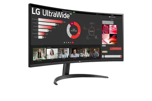 Монитор, LG 34WR50QK-B, 34" UltraWide Curved, AG, VA, 5ms, 1ms MBR, 3000:1, 300 cd/m2, 21:9, WQHD 3440x1440, HDR 10, sRGB 99%, FreeSync, 100 Hz, HDMI, DisplayPort, Tilt, Reader Mode, PBP, Headphone Out, Black - image 3