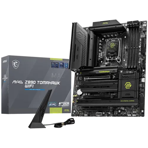 MSI MAG Z890 TOMAHAWK WIFI, LGA 1851, Dual Channel DDR5 up to 9200(OC)MHz, 3x PCIe x16 slots, 4x M.2 slot, 4xUSB 2.0, 4xUSB 5Gbps A, 3xUSB 10Gbps A, 1xUSB 10 Gbps C, 1xUSB 20Gbps C,1x HDMI, 2x Type-C DP, 5G LAN, 7.1 Audio, 3y warranty