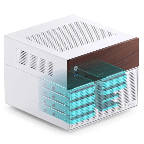 Кутия Jonsbo N4 NAS, m-ATX, Бяла - image 2