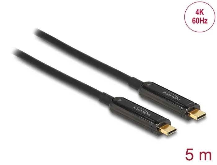 Оптичен видео кабел DeLock, USB-C, 4K 60 Hz, 5m