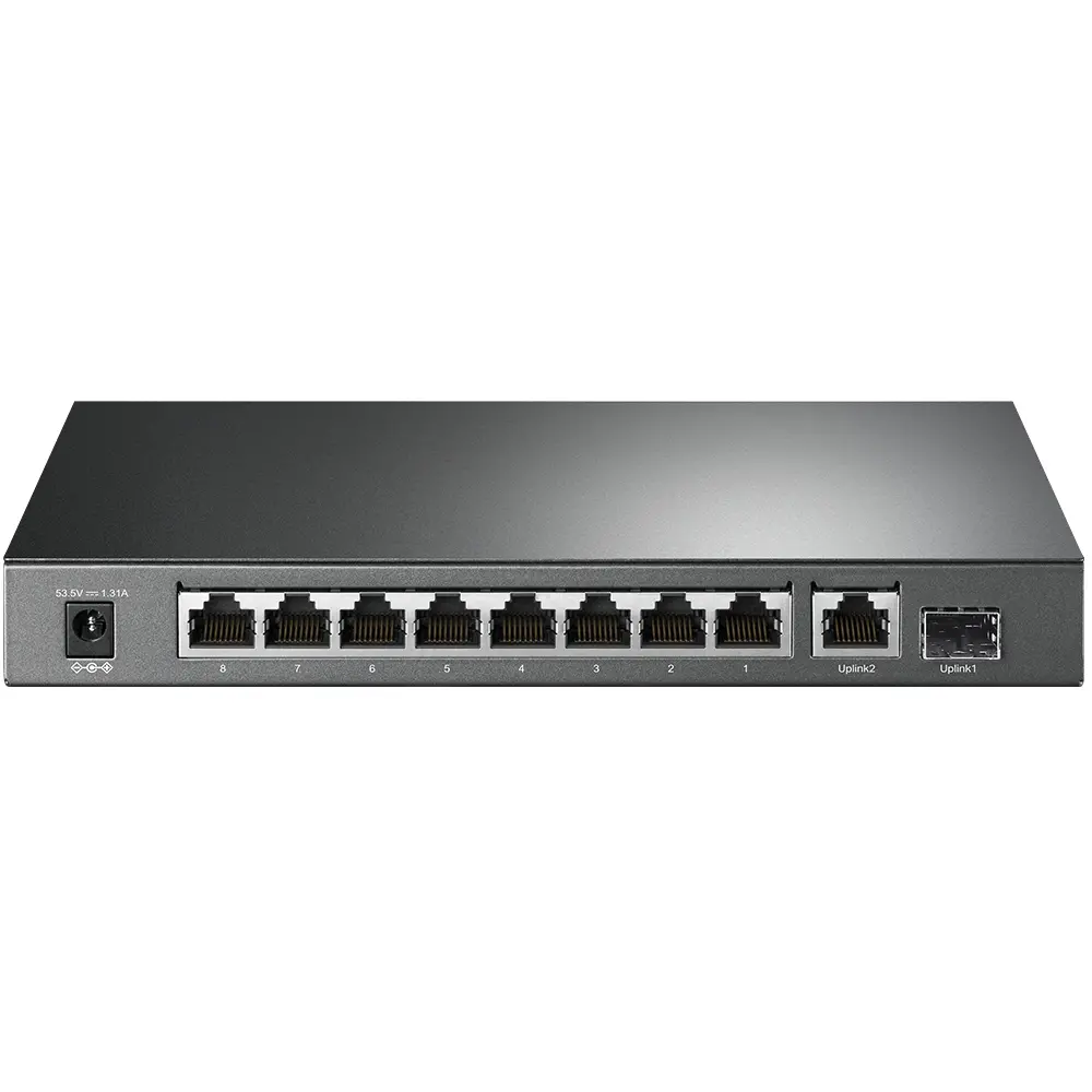 Комутатор TP-LINK TL-SG1210P, 9хGbE RJ45, 8-Port PoE+, 1xSFP слот, 63W, безшумен - image 1