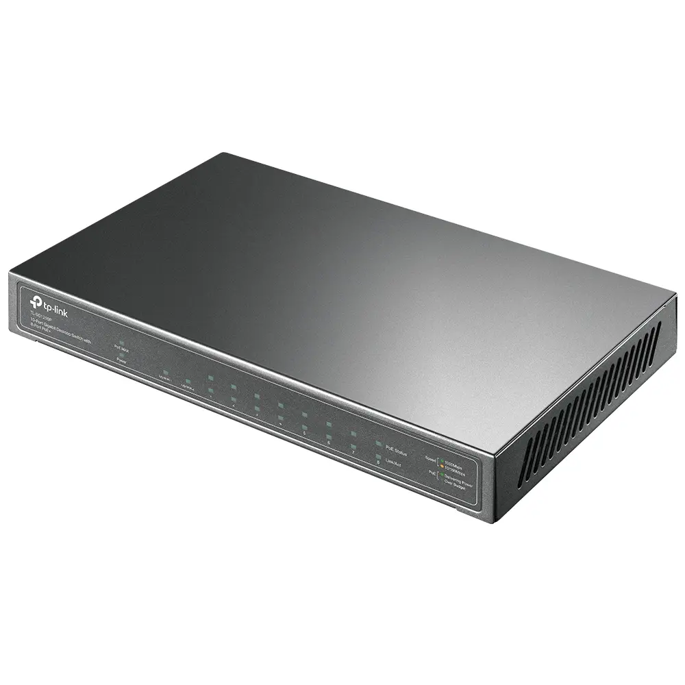 Комутатор TP-LINK TL-SG1210P, 9хGbE RJ45, 8-Port PoE+, 1xSFP слот, 63W, безшумен - image 3