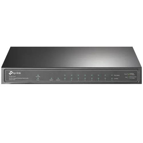 Комутатор TP-LINK TL-SG1210P, 9хGbE RJ45, 8-Port PoE+, 1xSFP слот, 63W, безшумен