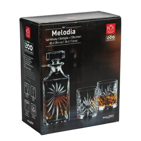Set sticlă + 2 pahare pentru whisky Melodia - 4