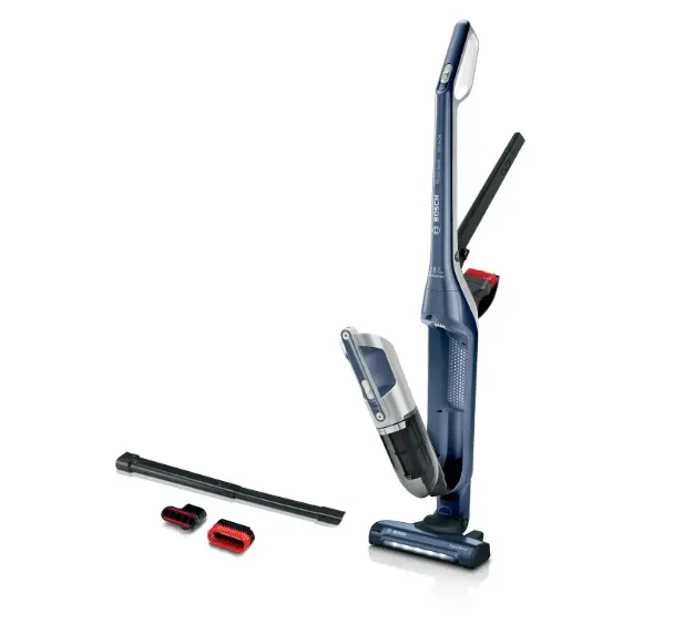 Прахосмукачка, Bosch BBH3K2800, Cordless Handstick Vacuum cleaner 2 in 1 Flexxo Gen2, Serie 4, 28V, 82 dB(A), AllFloor Power Brush with LEDs, built-in accessories, Blue