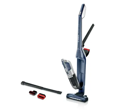 Прахосмукачка, Bosch BBH3K2800, Cordless Handstick Vacuum cleaner 2 in 1 Flexxo Gen2, Serie 4, 28V, 82 dB(A), AllFloor Power Brush with LEDs, built-in accessories, Blue