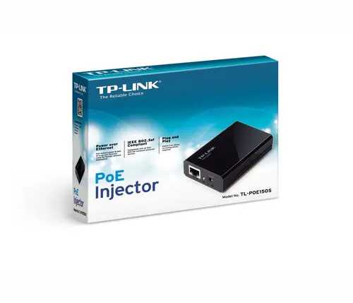 TP-Link POE150S Omada PoE Injector, 2× 10/100/1000Mbps RJ45 Port, IEEE 802.3af compliant, 1× 48VDC Power Input Port, Data and power carried over the same cable up to 100 meters, plastic case, Auto-determine the necessary power requirements - image 4