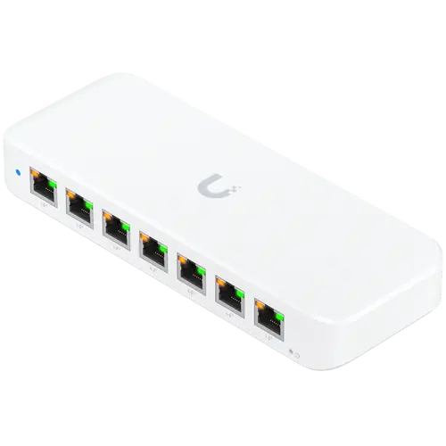Ubiquiti USW-Ultra-210W-EU compact, Layer 2, switch GbE PoE 8 θυρών με ευέλικτες επιλογές τοποθέτησης, 7x θύρες εξόδου GbE PoE+, θύρα GbE - 3
