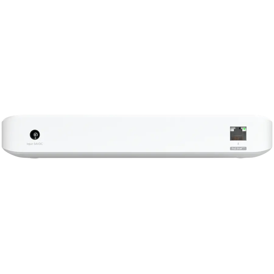 Ubiquiti USW-Ultra-210W-EU compact, Layer 2, 8-port GbE PoE switch with versatile mounting options, 7x GbE PoE+ output ports, GbE port with optional PoE++ input, 202W PoE availability with the included AC power adapter - image 3