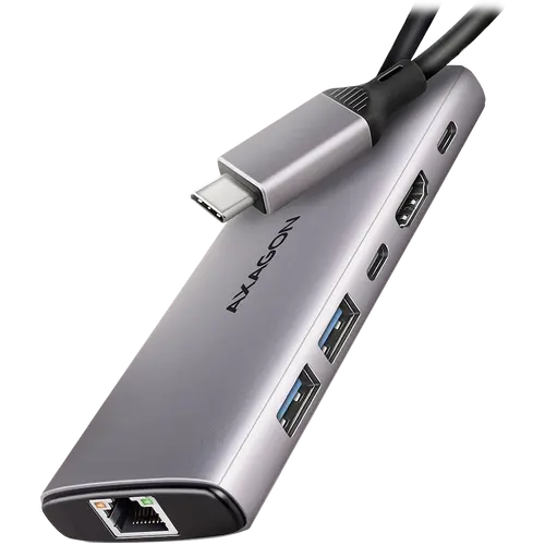 AXAGON HMC-6G2L 2x USB-A 10Gbps, 1x USB-C 10Gbps, 4K/60Hz HDMI, RJ-45, USB 3.2 Gen 2 hub, PD 100W, 15cm USB-C cable