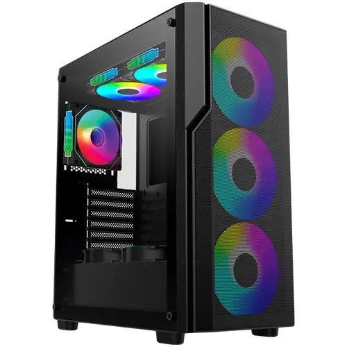 Carcasă FC-C01 ARGB 7 sloturi; 1x Type-C, 3x USB 3.0; 3 ventilatoare de 12cm ARGB în față; 1 ventilator de 12cm ARGB în spate; Fără sursă - 1