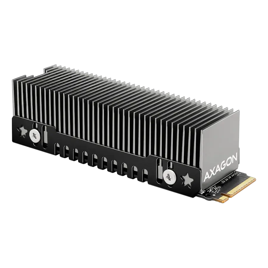 AXAGON CLR-M2XT radiator pasiv - M.2 SSD, 80mm SSD, corp ALU, plăcuțe termice din silicon, înălțime 20mm