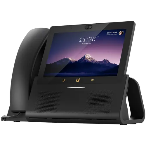 Ubiquiti UTP-TouchMax Premium desktop smartphone that delivers the ultimate user experience, 7" touch display, Ergonomic handset with mute button, Hi-performance speakerphone, Bluetooth support, PoE+ in