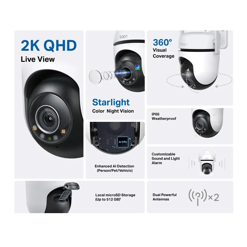 Външна охранителна WiFi камера TP-Link Tapo C520WS - 2K Pan/Tilt - image 1