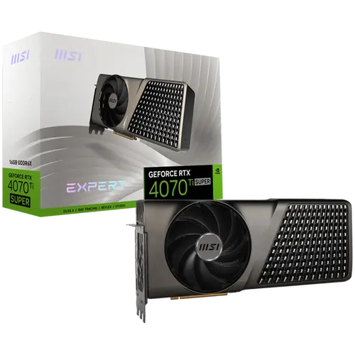 MSI Video Card Nvidia GeForce RTX 4070 Ti SUPER 16G EXPERT, 16GB GDDR6X, 256bit, Boost: 2670 MHz, 8448 CUDA Cores, PCIe 4.0, 3x DP 1.4a, HDMI 2.1a, RAY TRACING, Dual Fan, 1x 16pin, 700W Recommended PSU, 3Y