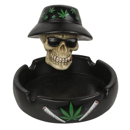 Scrumieră Craniu cu țigară de marijuana - 1