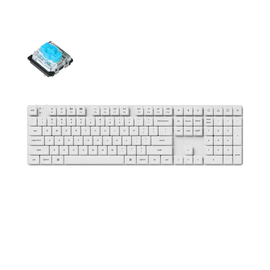 Μηχανικό gaming πληκτρολόγιο Keychron K5 Pro White QMK/VIA Full-Size Low-Profile Gateron Blue Switches RGB Backlight