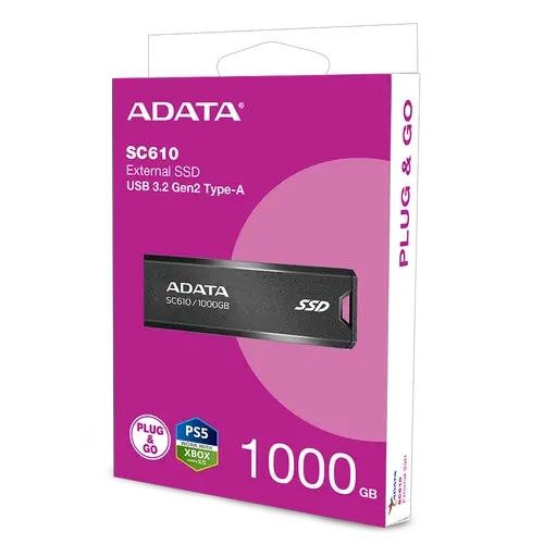 Външен диск, ADATA EXT SSD SC610 1000GB RED