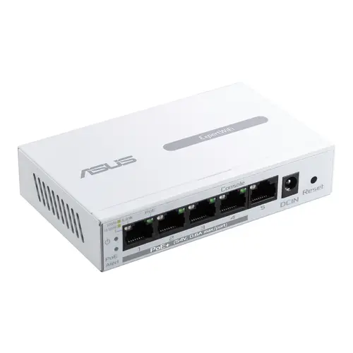 Switch, Asus Business 5Port Smart Managed Switch PoE+, ExpertWiFi EBP15, 4 porturi PoE+, 60W, VLAN, QoS, Port Mirroring, montare pe perete, Alb - 2