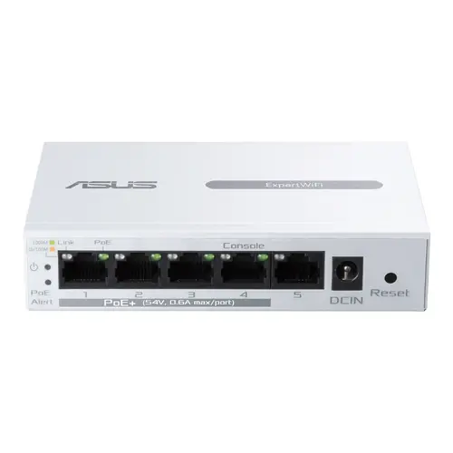 Switch, Asus Business 5Port Smart Managed Switch PoE+, ExpertWiFi EBP15, 4 porturi PoE+, 60W, VLAN, QoS, Port Mirroring, montare pe perete, Alb - 5