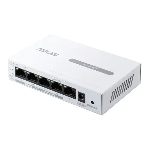 Switch, Asus Business 5Port Smart Managed Switch PoE+, ExpertWiFi EBP15, 4 porturi PoE+, 60W, VLAN, QoS, Port Mirroring, montare pe perete, Alb - 1