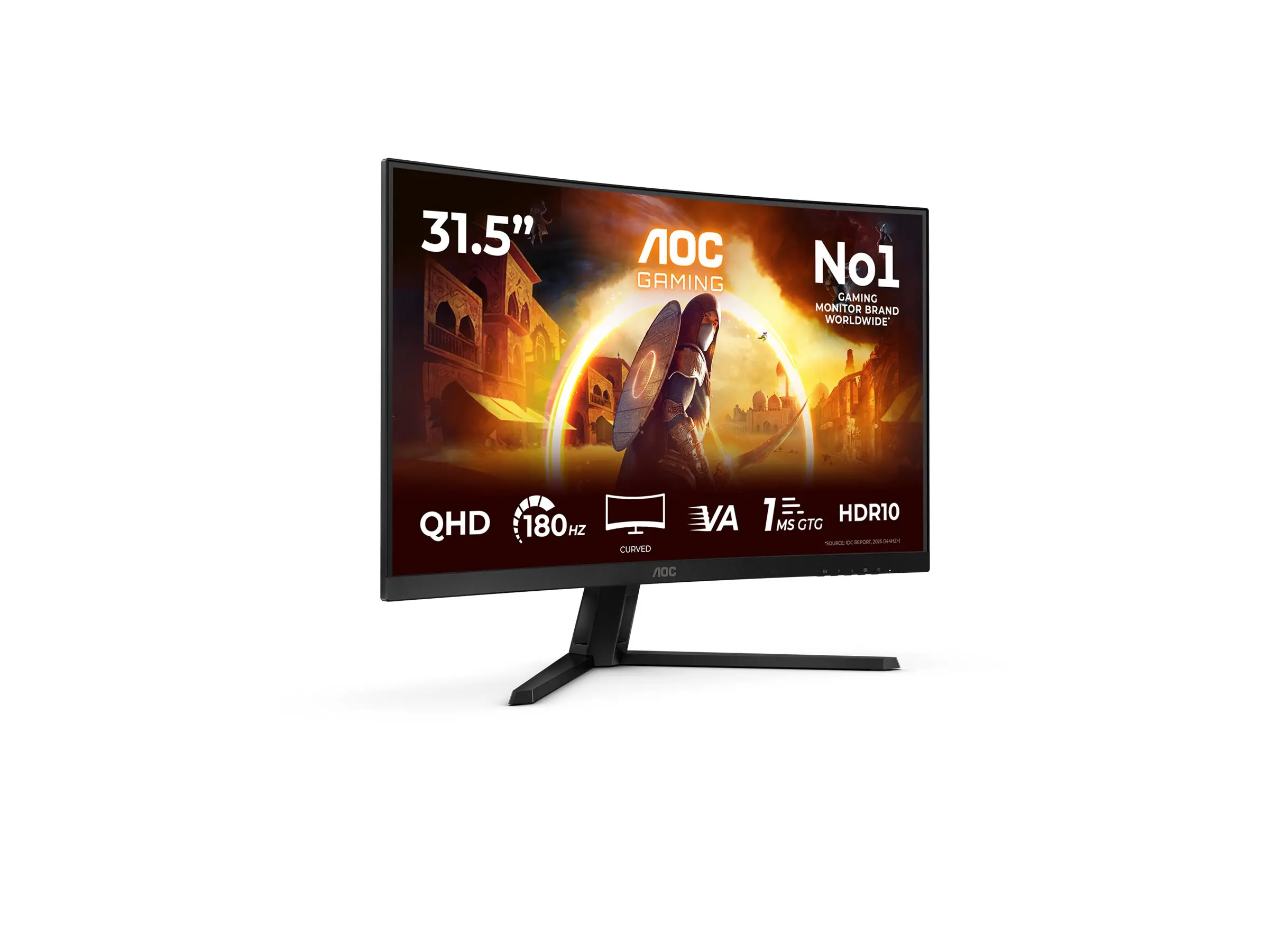Monitor, AOC CQ32G4VE, 31.5" curbat 1500R, Fast VA WLED, 2560x1440@180 Hz, 1ms GtG, 0.5ms MPRT, 300 cd/m2, 3500:1, 80M:1 DCR, Adaptive Sync, Flicker - image 4