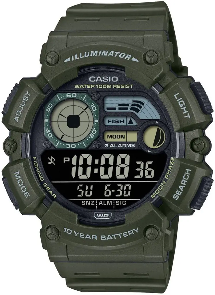 Дигитален часовник Casio Fishing Gear - WS-1500H-3BVEF